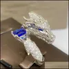 Solitaire ring mode innovatie fl diamant tyrannosaurus rex luxe vergulde 18k gouden dominante tap drop levering sieraden dhago