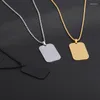 Pendant Necklaces Simple Classic Rectangular Stainless Steel Dog Tag Necklace For Men Hip-Hop Street Daily Jewelry Accessories