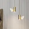Lâmpadas pendentes de luxo de luxo de lustre de borboleta moderna luzes criativas do quarto da varanda da varanda de decoração de decoração