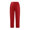 Women's Pants Womens Cotton Linen Drawstring Back Elastic Waist Casual Trousers High Baggy Cargo Woman