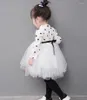 Девушка платья сладко рожденные девочки девочки Bowknot Mesh Dot Princess Dress Press Prompare Farty Sweater Tutu Tullede