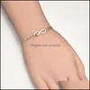Link Chain Fashion Infinity Charms Bracelets Crystal Bracelet Sier Color Adjustable Rose Flower For Women Girls Drop Delivery Jewelr Oti6N