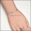 Catena a maglie Fashion Infinity Charms Bracciali Bracciale in cristallo Colore argento Fiore rosa regolabile per donne Ragazze Drop Delivery Jewelr Oti6N