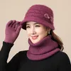 Beralar 2pcs/set iyi görünümlü kış termal bayanlar şapkalı scarf kiti kadın şapka boyun ısıtıcı rahat soğuk dirençli