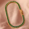 Choker Emerald Green CZ Tennis Halsband För Kvinnor Lyx Temperament Kvinnlig Bröllop Trend Hals Accessoar Fest Smycken