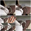 Wedding Rings Vagzeb Luxury Sier Color Solitaire Cubic Zirconia Round Cut Genuine Engagement Party Jewelry Drop Delivery Ring Dho1Y