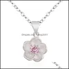 Colliers pendants Collier de fleur de cerisier fraîche et simple Chaîne de fleurs rose Purple Crystal Bijoux dames Cute Peach Drop Livrot P Dhgyv