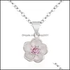 Collane con ciondolo Collana di fiori di ciliegio fresca e semplice Catena di fiori Gioielli in cristallo rosa viola Donna Carina goccia di pesca Consegna P Dhgyv