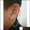 Manguito de orelha 1 pe￧a clipe de c￭rculo de a￧o inoxid￡vel punk em brincos com cor de cadeia longa cor de j￳ias de moda exclusiva entrega de j￳ias ot9n3