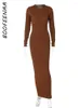 캐주얼 드레스 BOOFEENAA 섹시한 패션 겨울 맥시 여성 의류 솔리드 립 니트 긴 소매 바디 콘 Clubwear C70-CG36