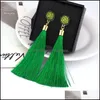 Charm Fashion Handmade Bohemia Long Tassel Dangle Earrings Crystal Rose Flower Pendant For Women Girls Gold Plated Jewelry Gift Drop Otxwk