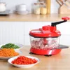 Fruit Vegetable Tools Multifunction Cutter Manual Meat Grinder Household Chopper Machine Mincer 6 Kinds of Blades Switch with Drain Basket 230201