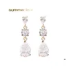 Dangle Chandelier Fashion Big Water Drop Designer Earrings With Cubic Zirconia Sier Gold Wedding Bridal Long Jewelry For Brides Gi Otjbc