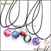 Hanger kettingen aankomst Neba Space Universe Galaxy ketting vrouwen meisjes groothandel handgemaakte glazen bal choker touw ketting druppel deliv otbh0