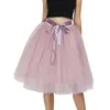 Jupes Midi Jupe Solide Couleur Légère Polyvalente Femmes Tulle Puffy De Mariage Robe De Demoiselle D'honneur Ballet Pour