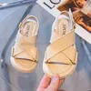 Children Fashion Sandals Buckle Cross Band Three Colors Open Toe Girls Summer Thick Bottom All Match Kids Shoes 0202