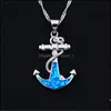 Pendant Necklaces Blue Fire Opal Three Fish Hook Necklace For Gift 1825 T2 Drop Delivery Jewelry Pendants Dh9Ng