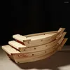 Plates Practical Wooden Sushi Plate Boat Shaped Dish Japanese Style Snack Tray Serving For Home Restaurant Decoration