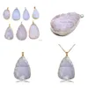 Pendant Necklaces 7Pcs Mixed Agate Durzy Stone Pendants Natural Gemstone Quartz Gold Plated For Necklace Women Jewelry Gifts Drop Del Dhgnp