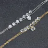Bracelets à maillons en Zircon cristal pour femmes, couleur or, pendentif en forme de cœur, multicouche, style Boho, breloque de cheville, bijoux de fête