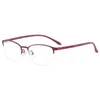 Sunglasses Frames Fashion Gmei Optical Urltra-Light Women Titanium Alloy Oval Half Rim Glasses Eyewear With Flexible Legs IP Electroplating