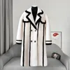 Pur 2023 Women Women Women Women Long Cashmere Coat Lool Tecido de tecido grosso e quente roupas de rua de moda superdimensiona