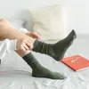 Kadın Çorap 2 Çift Pamuk Gevşek Sıcak Çorap Kış Örgü Tüpü Düz Renk Sıradan Japon Uzun Öğrenci