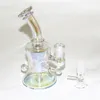 Bang en verre de 6,1 pouces d'épaisseur Pipe à eau en verre teinté de couleur métallique dab rigs recycleur plate-forme pétrolière avec récupérateur de cendres à bol mâle de 14 mm