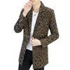 Men's Suits & Blazers DYB&ZACQ Long Windbreaker 2023 Spring And Autumn Slim Leopard Print Casual Small Suit Jacket Evening Field 3XL