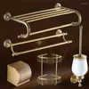 Badzubehör-Set Europa-Stil Retro Messing Handtuchhalter Badezimmer Seifenschalen Antikes Kupfer gebürstet Toilettenbürste Hardware-Sets J17718