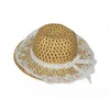 Cappelli a tesa larga estivi genitore-figlio in nastro di pizzo solido bombetta da sole donna casual outdoor cappello di paglia piatto berretti Panama