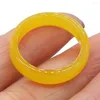 Anéis de casamento 1pcs de pedra natural Agates Black amarelo jóias do presente da moda para mulheres ou namorada largura de 6 mm de diâmetro interno 18/20mm