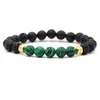 Perlé Naturel Noir Pierre De Lave Brin Perles De Malachite Chakra Bracelets Diffuseur D'huile Essentielle Bracelet Roche Volcanique Goutte De Dhgarden Dhqww