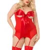 Women's Swimwear Ladies Sexy Lingerie G-string Garter Bodysuit Plus Size Bow Tie Mesh Nightdress Underwear Set Women Bikini 2023Women's