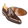 Robe chaussures double moine style marié formel bureau hommes mariage véritable cuir designer d'affaires