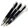 프로모션 - 고품질 쓰기 펜 검정 또는 은색 롤러 볼펜 만년필 편지지 사무용품 일련 번호 및 1 선물용 가죽 가방