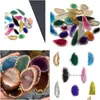 Charms 4055Mm Natural Blue Red Green Purple Agate Slice Stone Wind Bell Tablet Diy Sweater Chain Pendant Home Ornaments Jewe Dhgarden Dhgtw