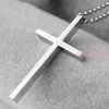 Pendant Necklaces Fashion Men's Simple Design Cross Necklace 3 Sizes Wholesale Stainless Steel Rope Chain