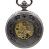 Pocket Watches Vintage Antiuqe Fashion Mens 12 Hole Hollow Rose Gold Cumeral Display Mechanical Analog Casual FOB Watch