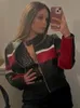 Women's Jackets Rapcopter y2k Striped Cropped Jackets Vintage Biker Moto Fashion Streetwear Coat Women Zipper Punk Grunge Outwear Patchwork 90s 230202