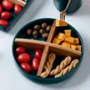 Тарелка круглый керамический поднос для хранения деревянная сетка с фруктами фрукты орехи с закусочной конфеты блюдо для выпечки десерта