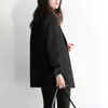 Abiti da donna Blazer Blazer da donna nero Blazer da ufficio Giacca da donna su misura Moda oversize Doppi bottoni Cappotto lungo allentato Formale Casual Autunno 230202