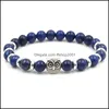 Charm Bracelets Natural Stone Bracelet Buddha Head Lazi Beads Drop Delivery Jewelry Dhq0V