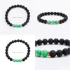 Perles de pierre de lave noire brin perles vertes bracelets chakra bracelet diffuseur d'huile essentielle roche volcanique livraison goutte bijou Dhgarden Dhawx