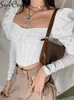 Zbiorniki damskie Camis sylcue elegancka romantyczna nieregularna corset kobiety stylowe puff rękawy wakacyjny uprawa top chuda swoboda streetwear żeńska y2302