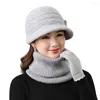 Bérets 2 pièces/ensemble beau hiver thermique dames casquette écharpe Kit femme chapeau cou plus chaud confortable résistant au froid