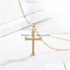 Colares de pingentes j￳ias de moda 24k Placamento de ouro Diamante Jesus Cruz Colar Mulheres homens Crystal Row Drop Drop Pingents Dhpyf