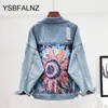 Jaquetas femininas Mulheres Denim Jaqueta Feminina Primavera Outono Boho Lantejoulas Apliques Florais Bordado Casaco Manga Longa Outerwear Feminino Veste Femme 230202