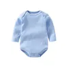 Rompers Baby Clothes Solid Color Boy Girls Romper Born Long Sleeve 100% Cotton Jumpsuit Bebe Spring Classic Tops Tees 230202