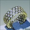 خواتم الزفاف Hexagon هندسي 925 Sier Ampgold Fill Jewelry Net White Topaz Cz Diamond Eternity Circle Ring For Drop de Dhuxx